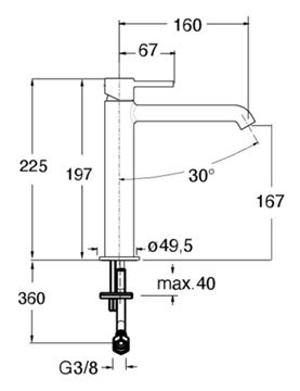 CONCEPT 300 ROUND umývadlová stojanková batéria, imperial black CRIPH96476CON Technický nákres