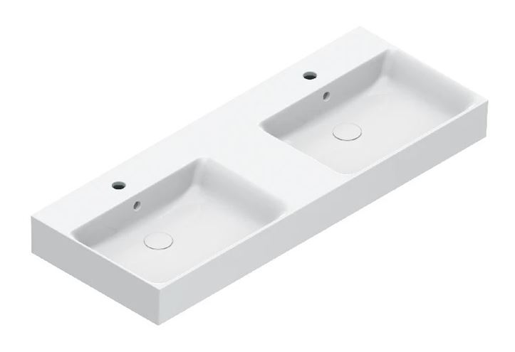 CATALANO PREMIUM dvojumývadlo 120 cm, s 2 otvormi pre batérie as prepadom, Cataglaze+Silver Titanium 0221222001 Obrázek - Hlavní obrázek