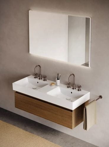 CATALANO PREMIUM dvojumývadlo 120 cm, s 2 otvormi pre batérie as prepadom, Cataglaze+Silver Titanium 0221222001 Obrázek - fotka
