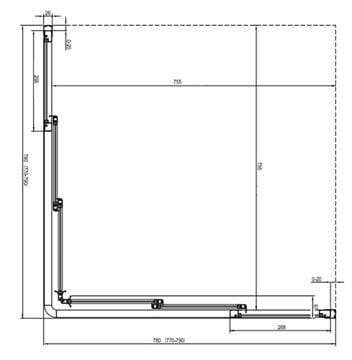 RAVAK SUPERNOVA ASRV3 80 srpchové dvere 80x198 cm, posuvné, biela/sklo transparent 15V401R2Z1 Technický nákres