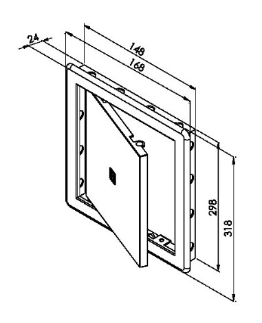 HACO vaňové dvierka 150x300 mm, biela 0132 Technický nákres
