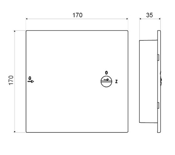 SLOVARM vaňové dvierka 150x150 mm, biela 620585 Technický nákres