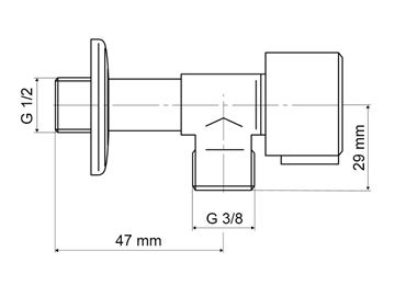 SLOVARM TE-66N rohový ventil 1/2"x3/8", súprava 2 ks, nerez 400260 Technický nákres