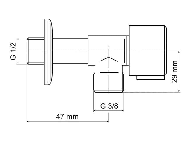SLOVARM TE-66N rohový ventil 1/2"x3/8", súprava 2 ks, nerez 400260 Technický nákres