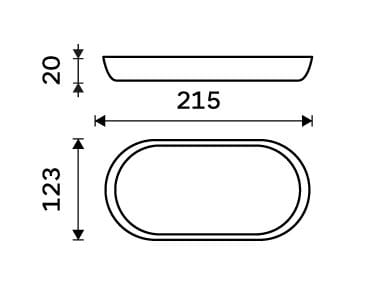 NIMCO ABU podnos 215 mm, akáciové drevo AB 70 Technický nákres