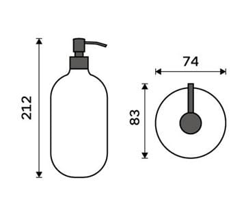 NIMCO ABU dávkovač tekutého mydla 370 ml, sklo, čierna ABC 31-X-90 Technický nákres