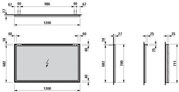 LAUFEN FRAME 25 zrkadlo 120x70 cm H4474079001441 Technický nákres