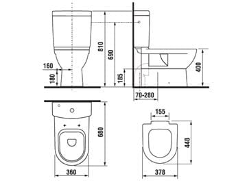 JIKA MIO WC kombi misa, vario odpad H8237160000001 Technický nákres