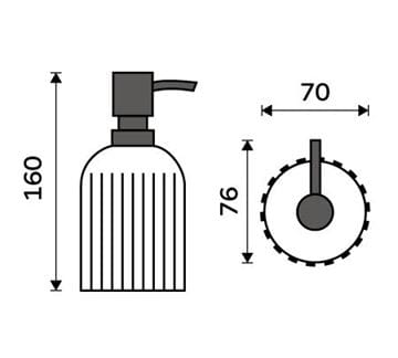 NIMCO AKAYA dávkovač tekutého mydla 150 ml, čierna/akáciové drevo AK 31 Technický nákres