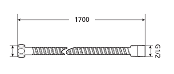 JIKA RIO sprchová hadica 1700 mm, Anti-twist, nerez H3621R00042701 Technický nákres