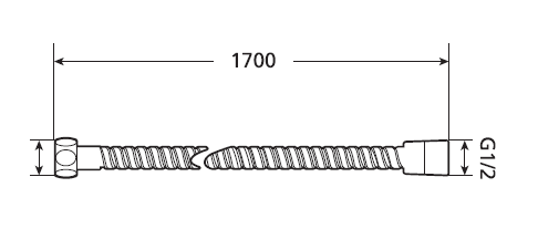 JIKA RIO sprchová hadica 1700 mm, Anti-twist, nerez H3621R00042701 Technický nákres