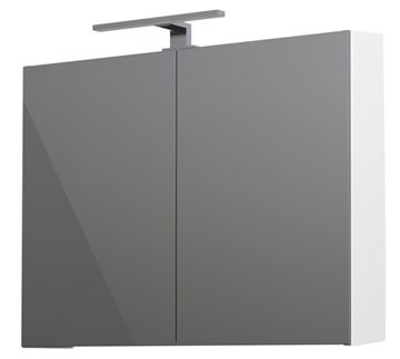 CONCEPT 250 zrkadlová skrinka 80x60x16 cm, osvetlenie, s vypínačom a el. zásuvkou, lesklá biela
