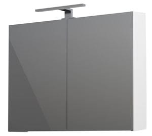 CONCEPT 250 zrkadlová skrinka 80x60x16 cm, osvetlenie, s vypínačom a el. zásuvkou, lesklá biela