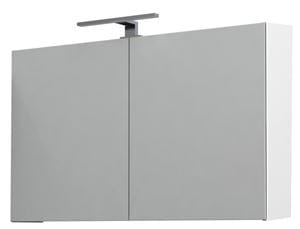 CONCEPT 250 zrkadlová skrinka 100x60x16 cm, osvetlenie, s vypínačom a el. zásuvkou, lesklá biela