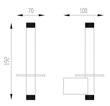 EASY+ STYLE držiak toaletného papiera, nástenný, brúsená zlatá EASP197-BG Technický nákres