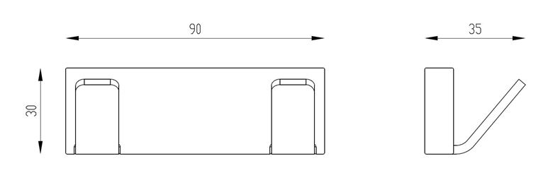 EASY+ dvojháčik na uteráky, chróm EASP953-CH Technický nákres