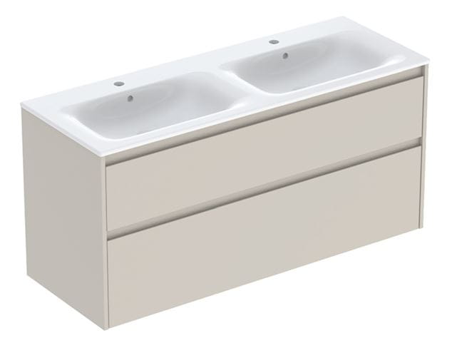 CONCEPT STYLE skrinka s dvojumývadlom 130x48x62, 1 cm, 2 zásuvky, matná pieskovo šedá 504.141.DB.1 Obrázek - Hlavní obrázek