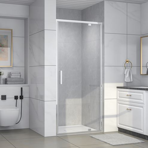 EASY+ sprchové dvere 80x195 cm, pivotové, bright alu/sklo transparent EASDS80BATR Obrázek - fotka