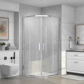 EASY sprchovací kút 90x90 cm, R550, posuvné dvere, bright alu/transparent EASKS55090BATR Obrázek - fotka