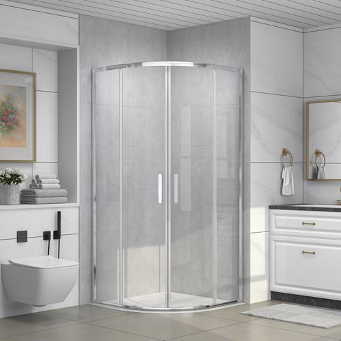 EASY+ sprchovací kút 100x100 cm, R550, posuvné dvere, bright alu/sklo transparent EASKS55100BATR Obrázek - fotka