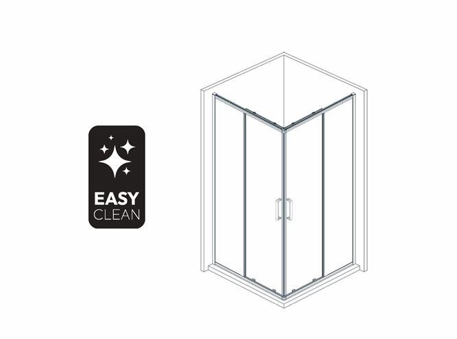 EASY+ sprchovací kút 100x100 cm, rohový vstup, posuvné dvere, matná čierna/sklo číre EASKSR100CMTR Obrázek - fotka