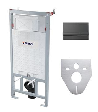 EASY montážny prvok pre WC 112 cm, so splachovacou nádržkou as tlačidlom, čierna