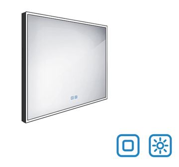 NIMCO ZP 13000 zrkadlo 80x70 cm, reverzibilné, s osvetlením, s reguláciou stmievania, s reguláciou teploty svetla, so senzorom, matná čierna