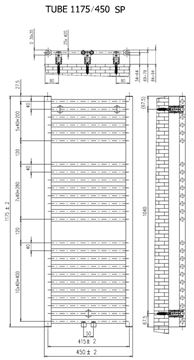 CONCEPT 200 TUBE SP kúpeľňový radiátor 1175/450, stredové pripojenie, čierna perla S22 CTU11750450SM855001 Technický nákres