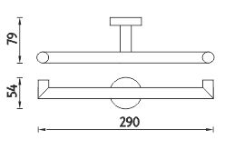 NIMCO UNIX držiak toaletného papiera, dvojitý, nástenný, chróm UN 13055MD-26 Technický nákres