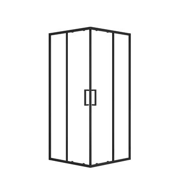 EASY+ sprchovací kút 90x90 cm, rohový vstup, posuvné dvere, matná čierna/sklo číre