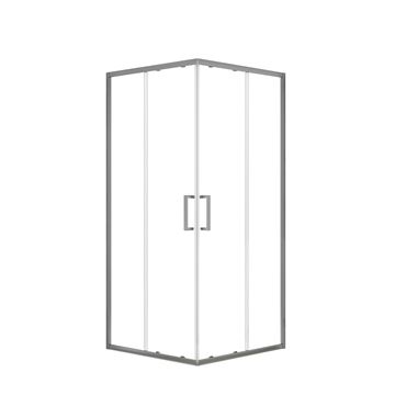 EASY+ sprchovací kút 100x100 cm, rohový vstup, posuvné dvere, gun metal/sklo číre