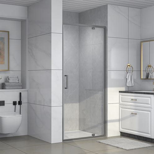 EASY+ sprchové dvere 90x195 cm, pivotové, gun metal/sklo transparent EASDS090GMTR Obrázek - fotka