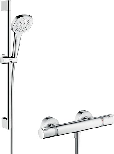 HANSGROHE CROMA SELECT E VARIO sprchový set s termostatickou batériou, ručná sprcha s 3 prúdmi, tyč, hadica, biela/chróm 27081400 Obrázek - Hlavní obrázek