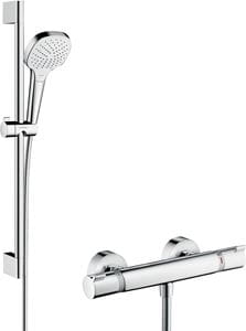 HANSGROHE CROMA SELECT E VARIO sprchový set s termostatickou batériou, ručná sprcha s 3 prúdmi, tyč, hadica, biela/chróm