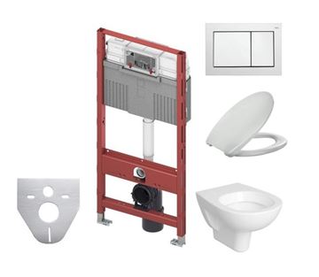 CONCEPT 100 závesné WC s montážnym prvkom TECEprofil, sedadlo, biele tlačidlo