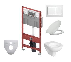 CONCEPT 100 závesné WC s montážnym prvkom TECEprofil, sedadlo, biele tlačidlo