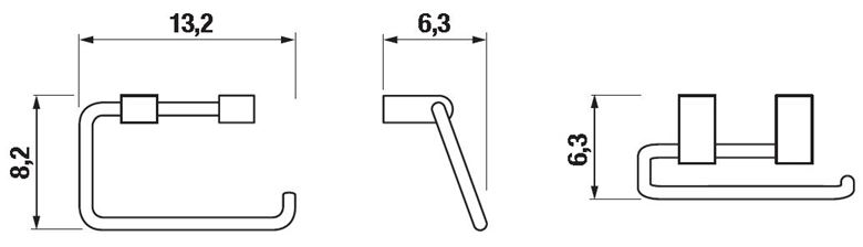 JIKA PURE WC držiak toaletného papiera, nástenný, chróm H3843B20041001 Technický nákres
