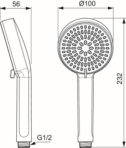 IDEAL STANDARD IDEALRAIN ALU+ ručná sprcha pr. 100 mm, bronz BD580SI Technický nákres