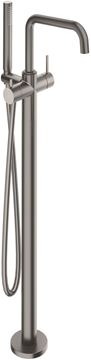 CONCEPT 300 ROUND vaňová batéria na podlahu, s prepínačom, so sprchovou súpravou, brushed metallic