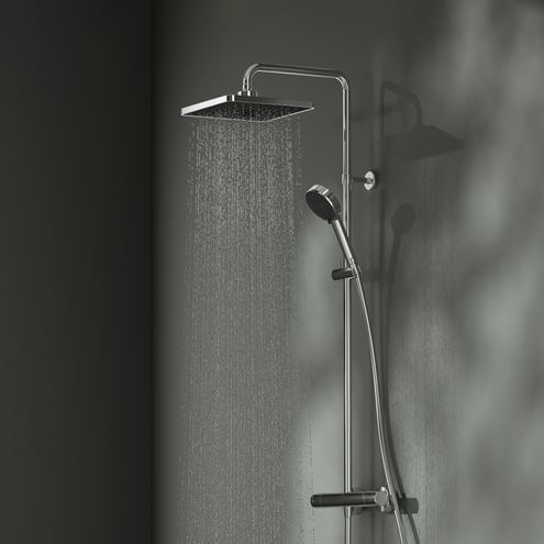 IDEAL STANDARD CERATHERM T25+ sprchový set s termostatickou batériou, horná sprcha, ručná sprcha s 2 prúdmi, tyč, hadica, chróm A8530AA Obrázek - fotka
