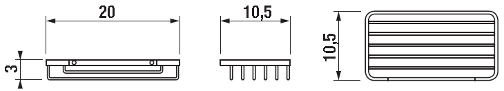 JIKA GENERIC drôtená polica 200 mm, nástenná, chróm H3853D30041001 Technický nákres