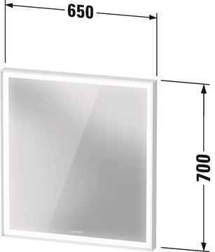 DURAVIT L-CUBE zrkadlo 65x70 cm, s osvetlením, s reguláciou stmievania, so senzorom LC7380018180100 Technický nákres