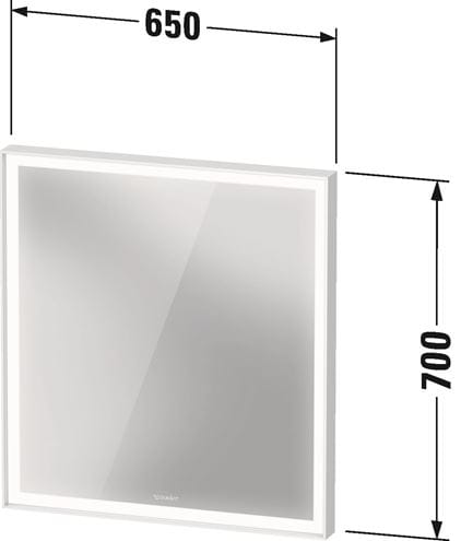 DURAVIT L-CUBE zrkadlo 65x70 cm, s osvetlením, s reguláciou stmievania, so senzorom LC7380018180100 Technický nákres