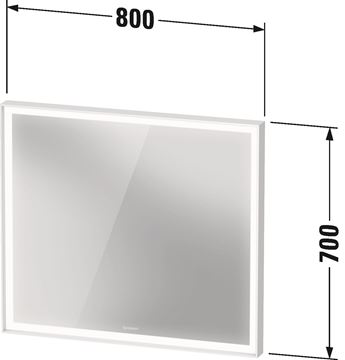 DURAVIT L-CUBE zrkadlo 80x70 cm, s osvetlením, s reguláciou stmievania, so senzorom LC7381018180100 Technický nákres