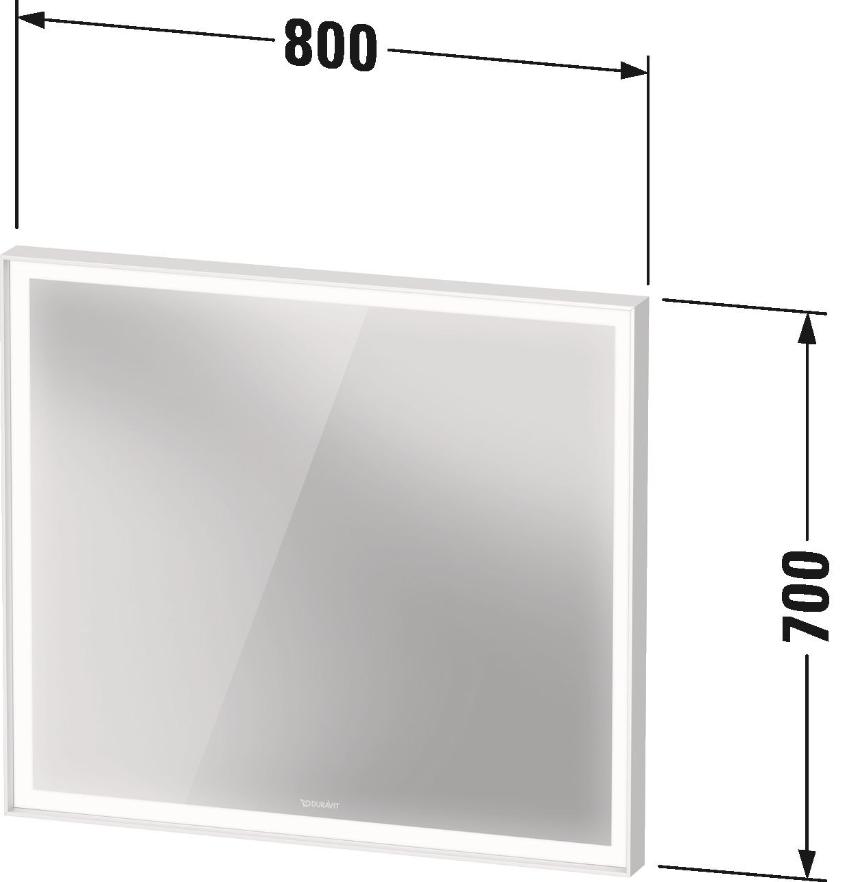 DURAVIT L-CUBE zrkadlo 80x70 cm, s osvetlením, s reguláciou stmievania, so senzorom LC7381018180100 Technický nákres