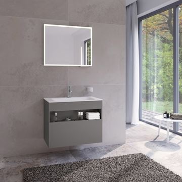 KEUCO STAGELINE skrinka pod umývadlo 80x49x62,5 cm, 1 zásuvka, 1 polica, s osvetlením, matný inox 32862290000 Obrázek - fotka
