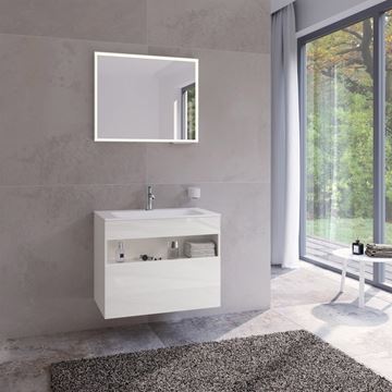 KEUCO STAGELINE skrinka pod umývadlo 80x49x62,5 cm, 1 zásuvka, 1 polica, s osvetlením, matná biela 32862300000 Obrázek - fotka