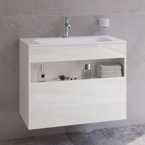 KEUCO STAGELINE skrinka pod umývadlo 80x49x62,5 cm, 1 zásuvka, 1 polica, s osvetlením, matná biela 32862300000 Obrázek - fotka
