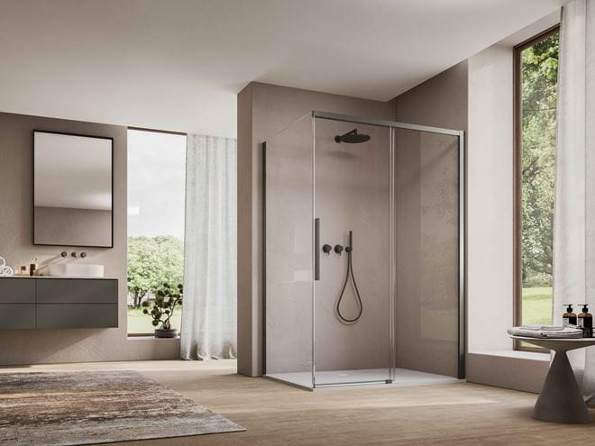 RONAL ORIANA D36F1 bočná stena 80x200 cm, gun metal brushed/číre sklo D36F1 080 26 07 Obrázek - fotka