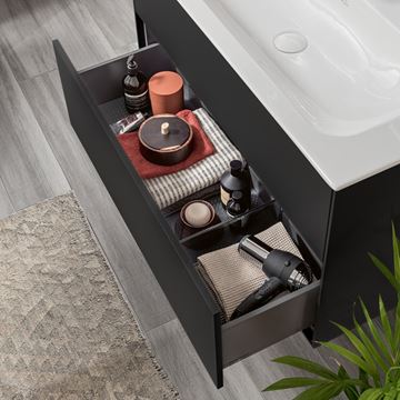 VILLEROY & BOCH FINION skrinka pod umývadlo 79,6x49,8x59,1 cm, 2 zásuvky, Push-open, Black Matt Lasquer F01000PD Obrázek - fotka
